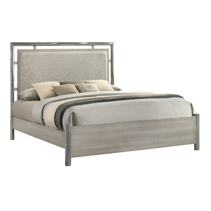 New Classic Furniture Lennox 4Pc Wood King Bedroom Set w Nightstand in Gray