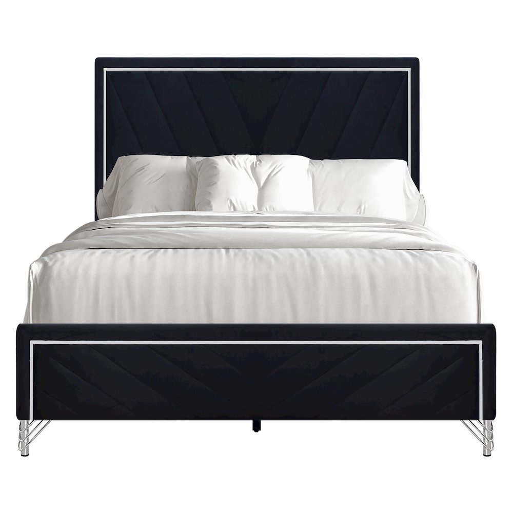 Ava 5-Pc Wood Queen Bedroom Set with Ns in Ebony Black