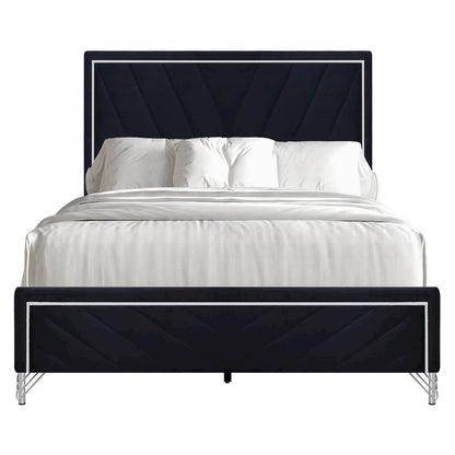 Ava 5-Pc Wood Queen Bedroom Set with Ns in Ebony Black