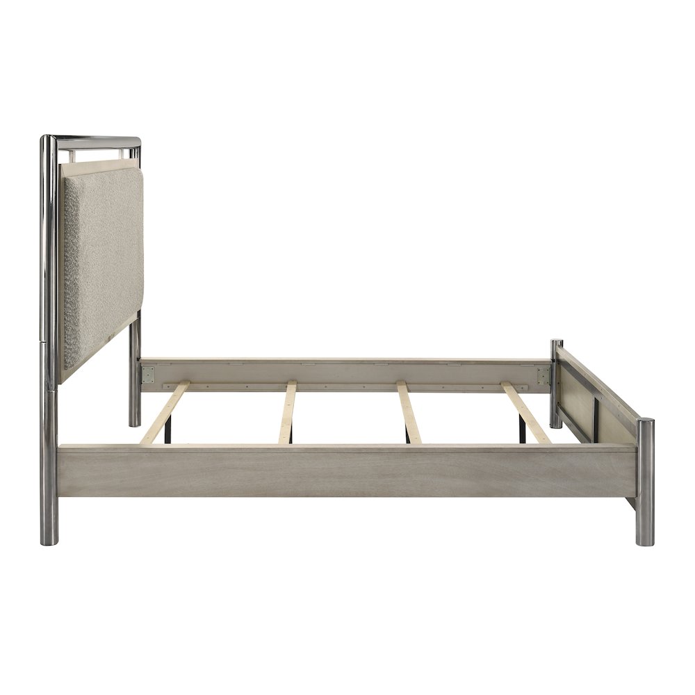 New Classic Furniture Lennox 4Pc Wood King Bedroom Set w Nightstand in Gray