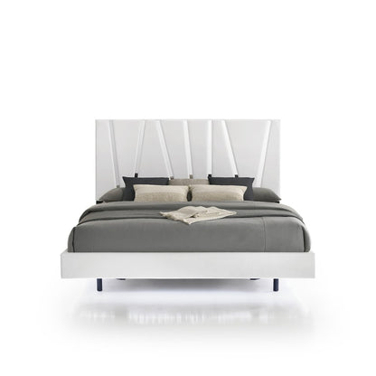 Europa Wood California King Bed with 2 Ns and Panels, White
