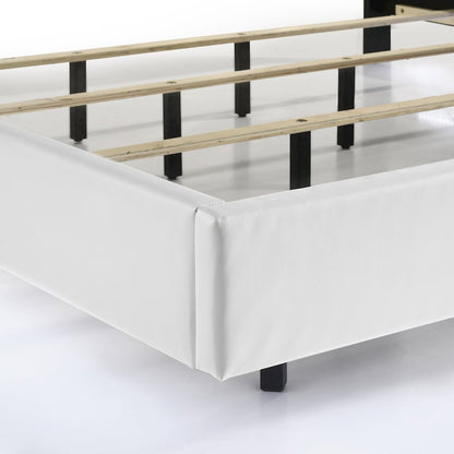 Europa Wood California King Bed with 2 Ns and Panels, White