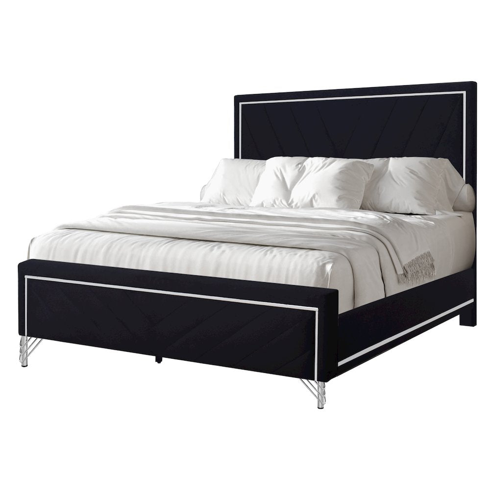 Ava 5-Pc Wood Queen Bedroom Set with Ns in Ebony Black