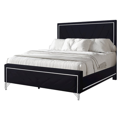 Ava 5-Pc Wood Queen Bedroom Set with Ns in Ebony Black