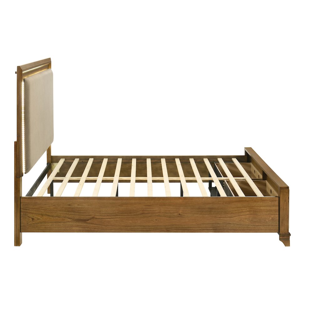 Talcott 4Pc Wood King Bedroom Set, Nightstand in Honey/Brown