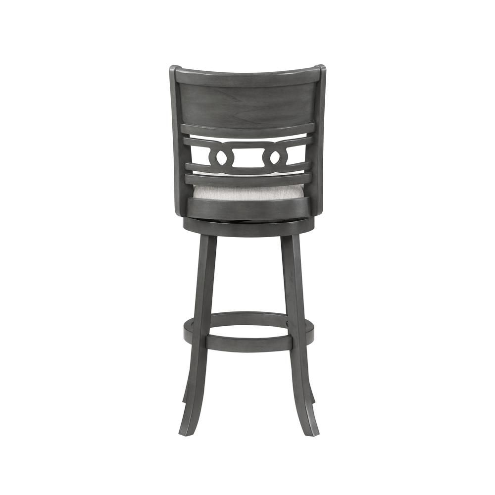 Gia 29" Solid Wood Swivel Bar Stool with Fabric Seat in Gray