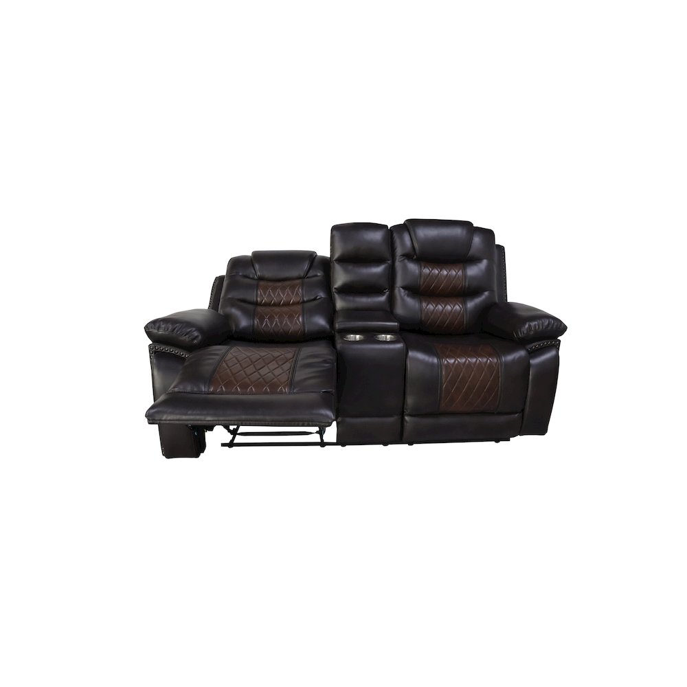 Nikko 2-Piece Faux Leather Manual Living Room Set, Brown