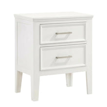 White Wood Nightstand with 2 Drawers, Modern Bedroom Storage
