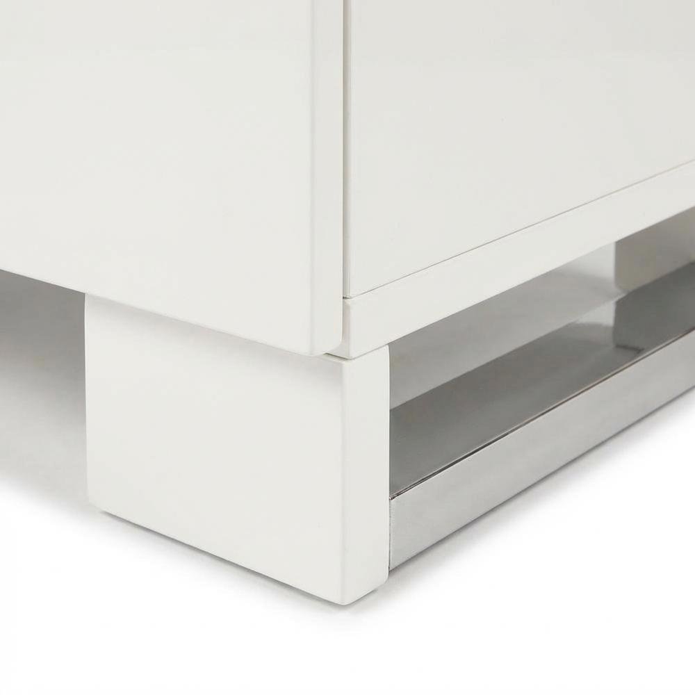 White Solid Wood Nightstand with 2 Drawers for Bedroom Decor