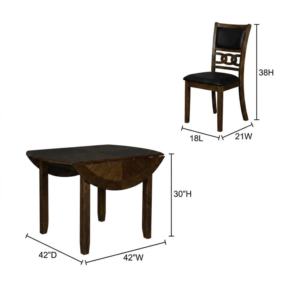 Solid Wood Drop Leaf Dining Table with 2 Chairs in Warm Brown