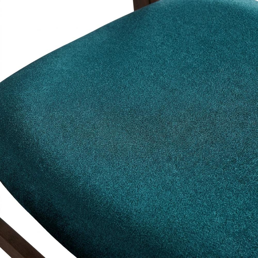 Solid Wood Corner Table Dining Set with Fabric-Upholstered Side Chairs, Teal