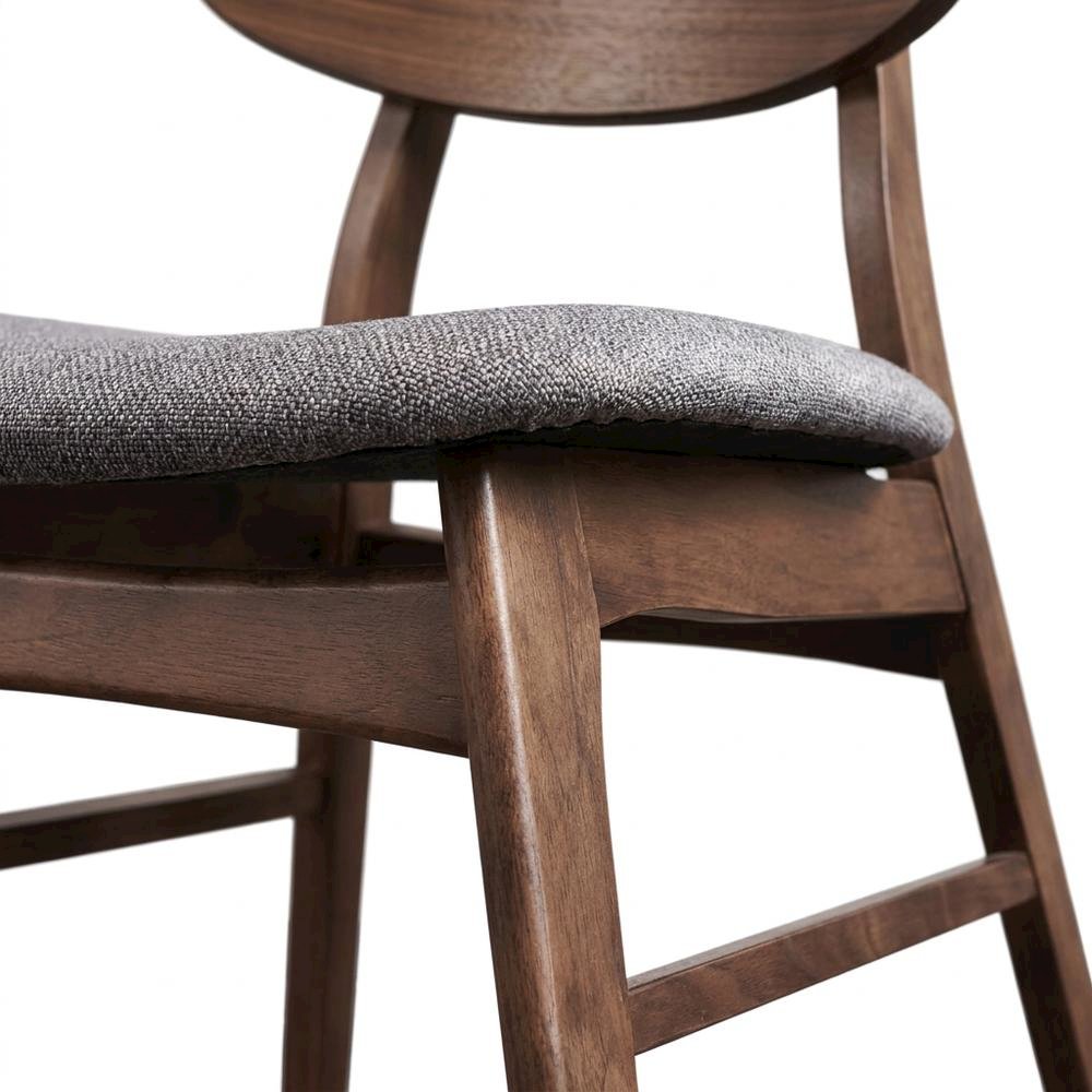 Solid Wood Upholstered Dining Chairs, Dark Gray, Set of 4