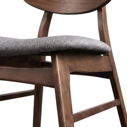 Solid Wood Upholstered Dining Chairs, Dark Gray, Set of 4