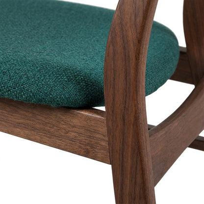 Solid Wood Upholstered Dining Chairs for Kitchen or Dining Room, Teal, Set of 6