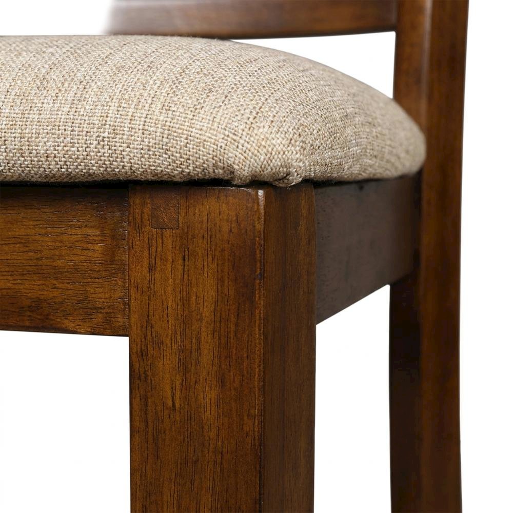 Solid Wood Counter Height Bar Stools, Upholstered Back, Cherry, Set of 4
