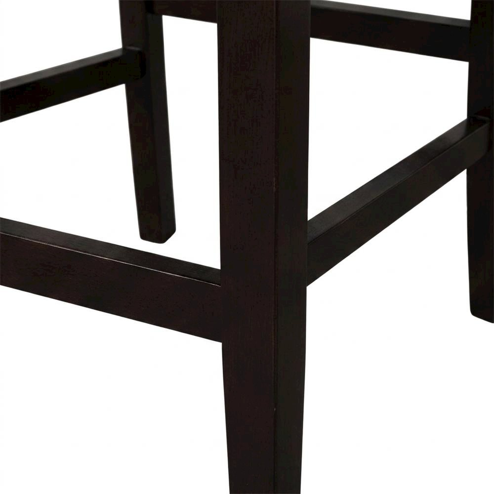 Solid Wood Upholstered Counter Height Dining Chairs, Ebony, Set of 6