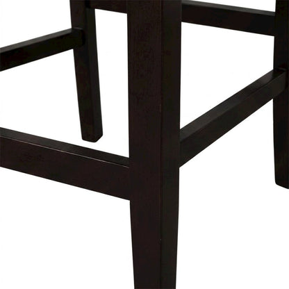 Solid Wood Upholstered Counter Height Dining Chairs, Ebony, Set of 6