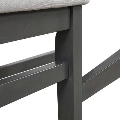 Solid Wood Counter Height Bar Stools with Polyester Upholstered Seats, Set of 6