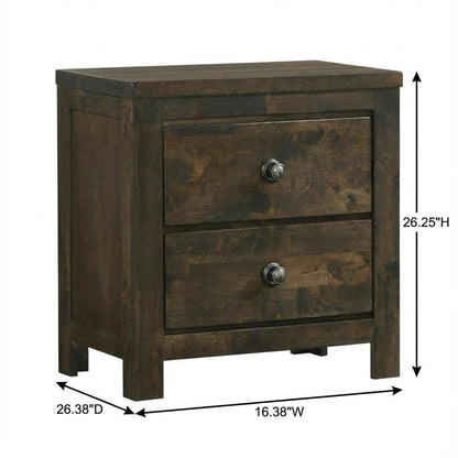 Rustic Gray Solid Wood Nightstand with Classic Design for Bedroom