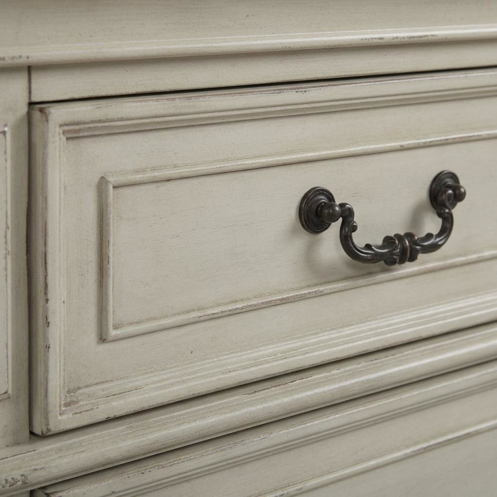 Antique White Nightstand with Solid Wood Frame for Bedroom Storage