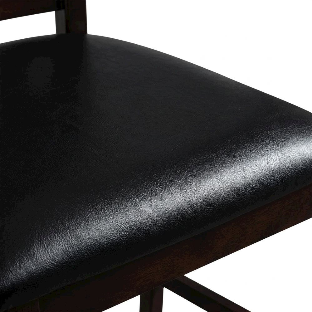 Solid Wood Upholstered Counter Height Dining Chairs, Ebony, Set of 6