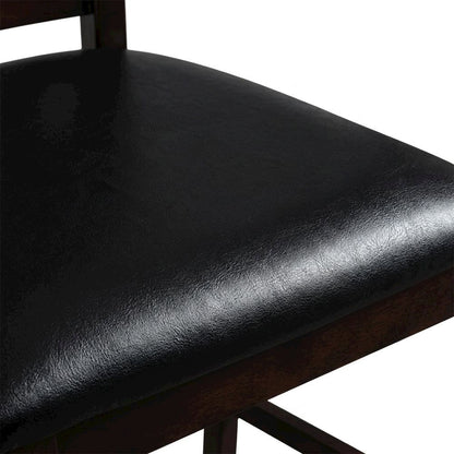 Solid Wood Upholstered Counter Height Dining Chairs, Ebony, Set of 6
