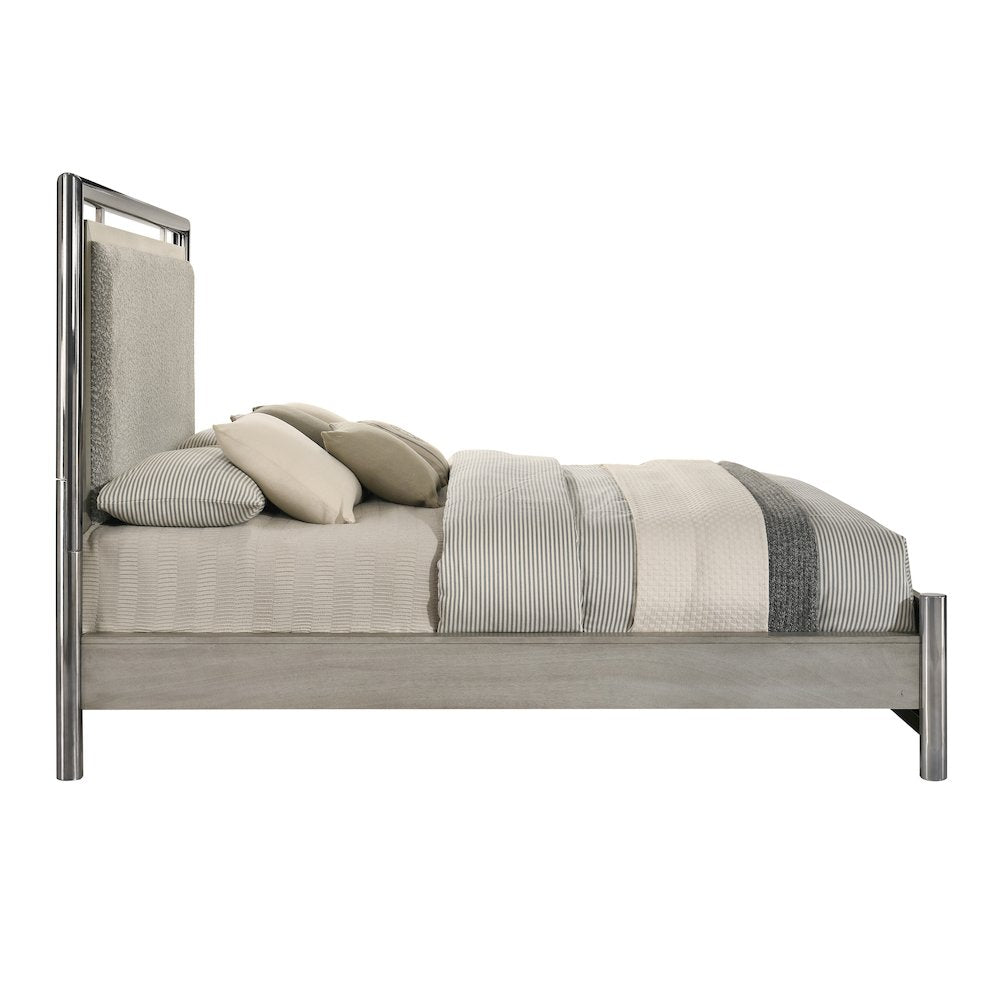 New Classic Furniture Lennox 5Pc Wood King Bedroom Set w 2-Nightstand in Gray