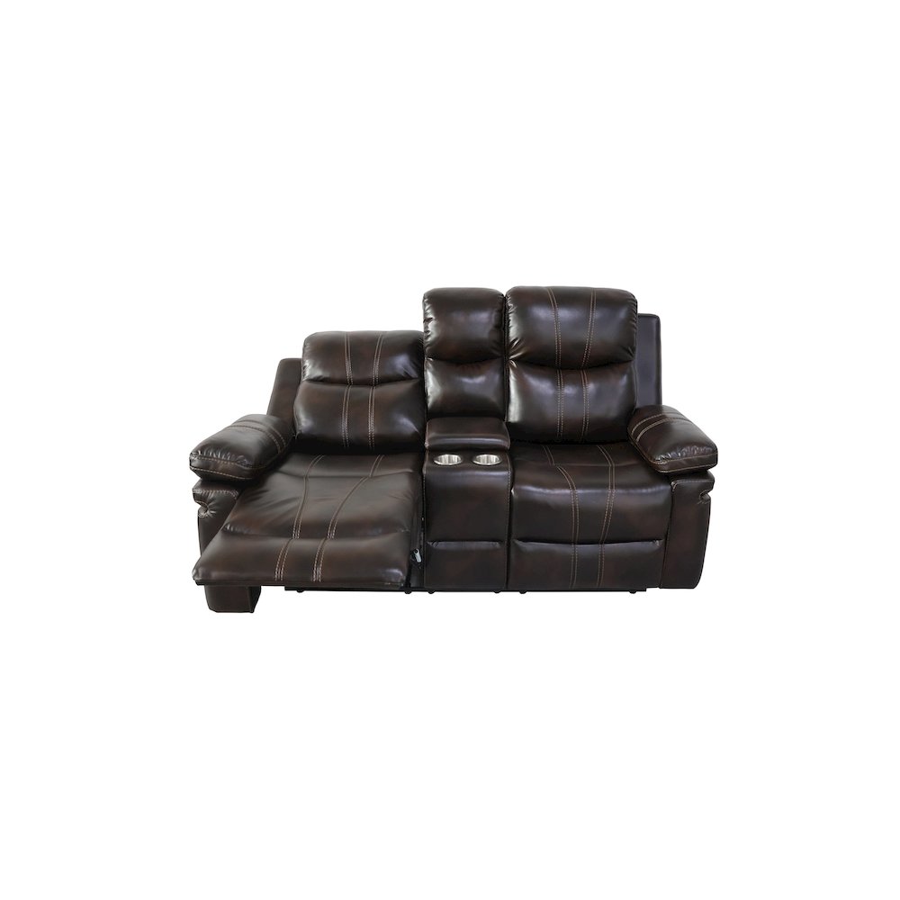 Kellen 2-Piece Faux Leather Manual Living Room Set, Brown