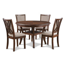 Brown Cherry 5 Piece Dining Table Set with Round Kitchen Table and Chairs