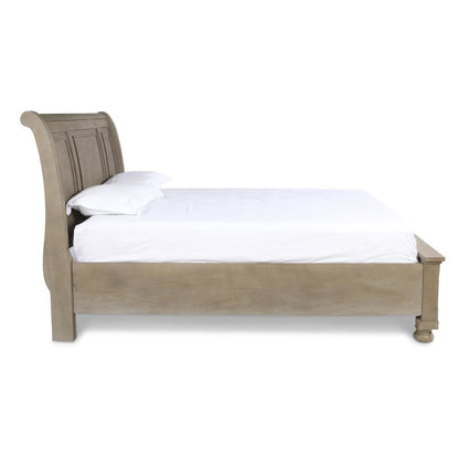 Gray Farmhouse Queen Bed Frame, Solid Wooden Queen Size Bed with Drawers