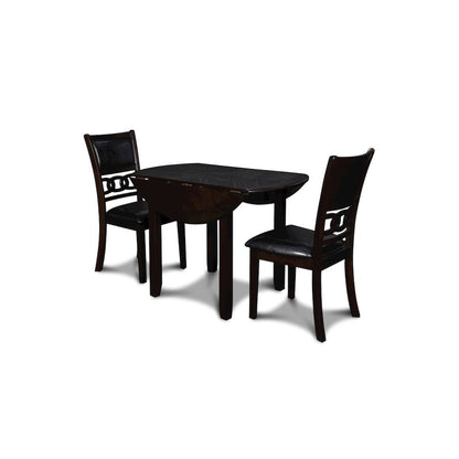 Brown Drop Leaf Table and Chairs Set, Compact Round Dining Table with 2 Chairs