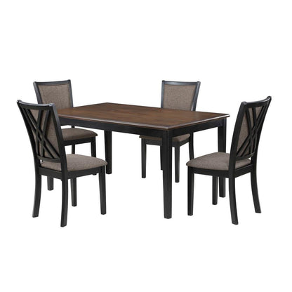 Black Rectangular Dining Table Set for 4, Kitchen Table Chairs Set of 4