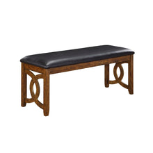 Brown Solid Wood 46 Inch Faux Leather Vintage Bench For Living Room