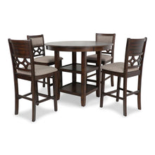 Brown Cherry 5 Piece Dining Table Set with Storage, High Top Chairs Design