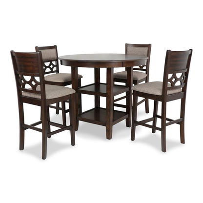 Brown Cherry 5 Piece Dining Table Set with Storage, High Top Chairs Design