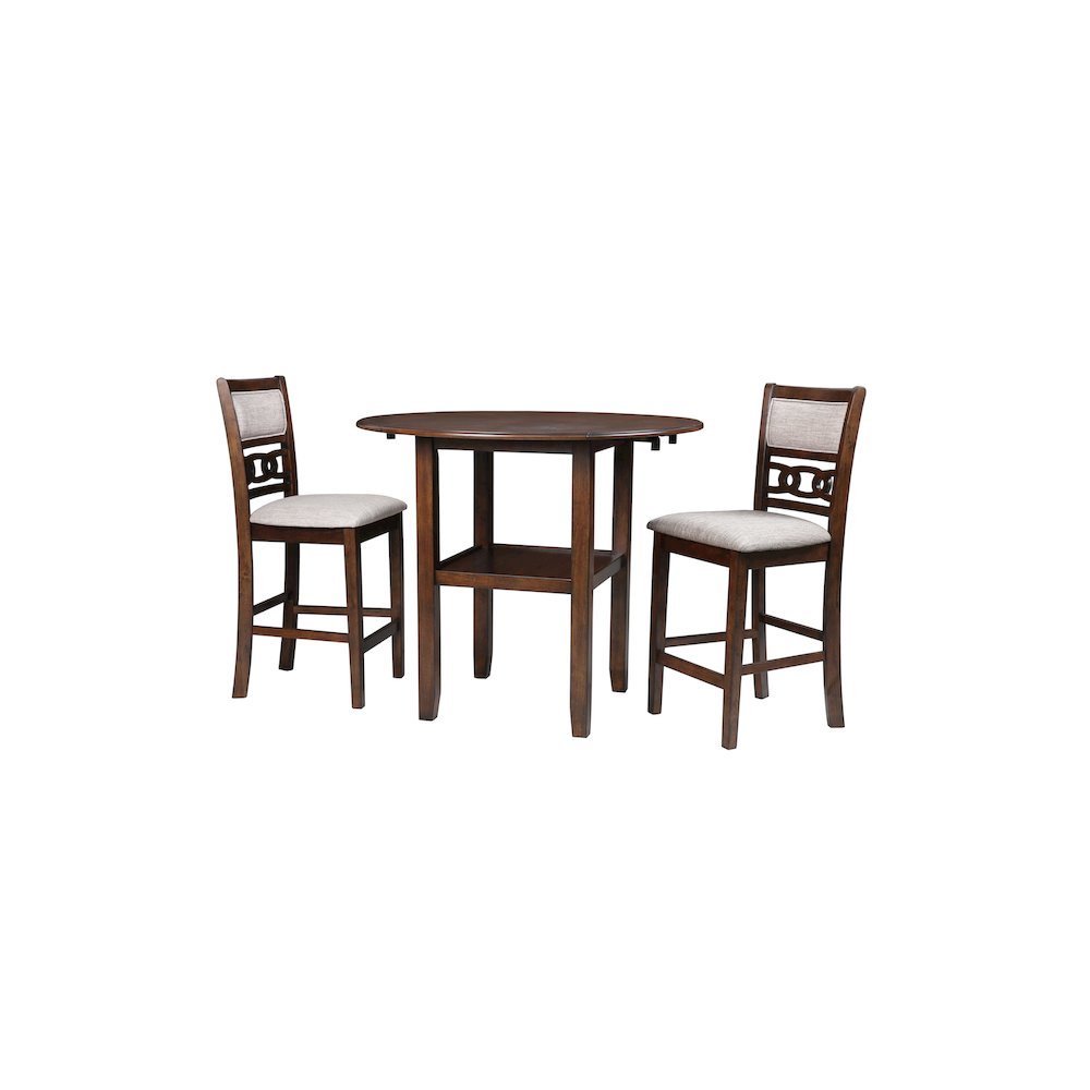 Brown Cherry 3 Piece Drop Leaf Table and 2 Chairs, Small Round Dining Table Set