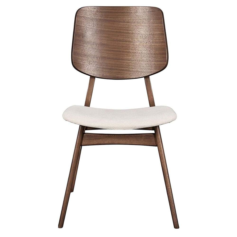 Solid Wood Dining Chair Set of 4 Walnut Mid-Century Brown