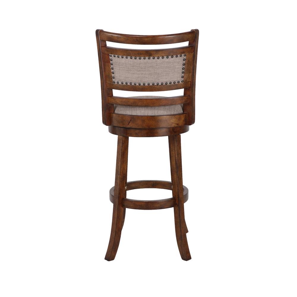 Rustic Farmhouse Dark Brown Swivel Wood Bar Stool With Comfortable Back