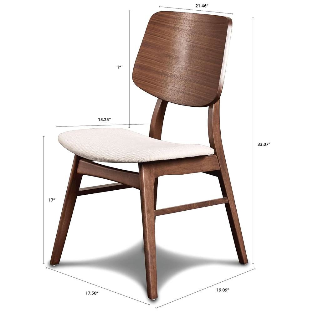 Solid Wood Dining Chair Set of 4 Walnut Mid-Century Brown