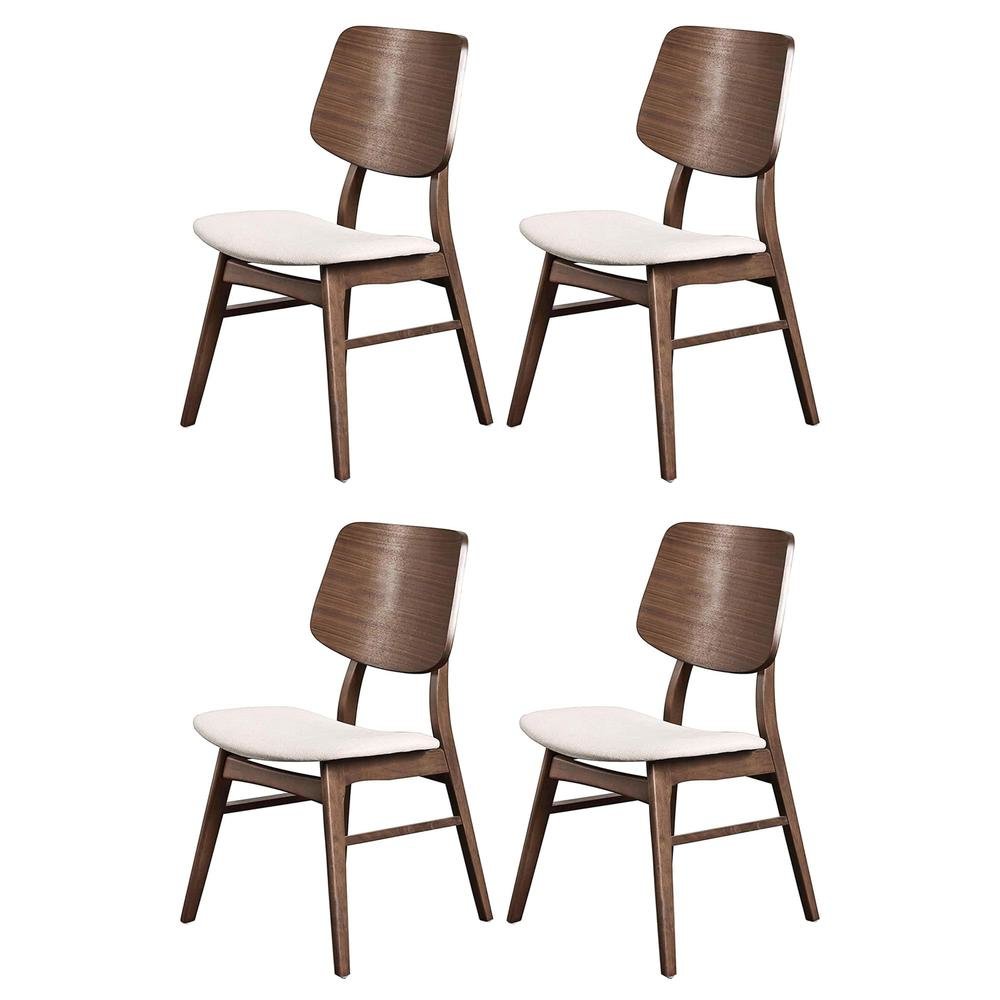 Solid Wood Dining Chair Set of 4 Walnut Mid-Century Brown