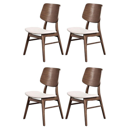 Solid Wood Dining Chair Set of 4 Walnut Mid-Century Brown