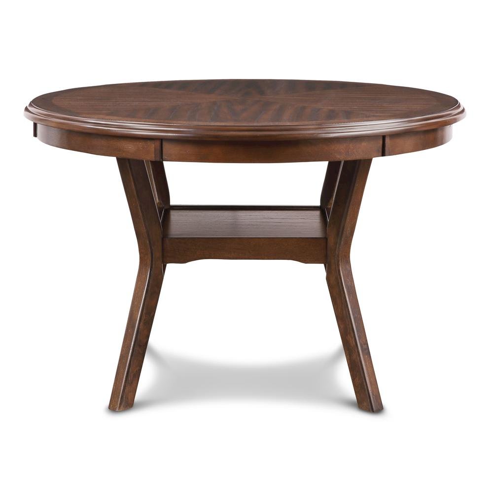 Brown Cherry 5 Piece Dining Table Set with Round Kitchen Table and Chairs