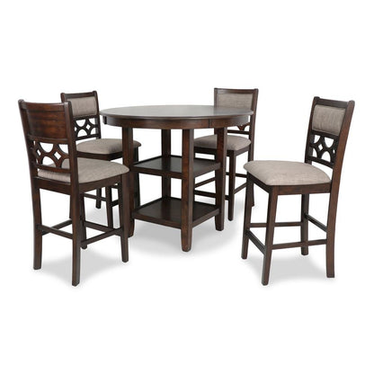 Brown Cherry 5 Piece Dining Table Set with Storage, High Top Chairs Design