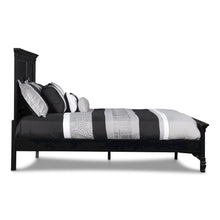 Black Wood Bed Frame, Modern Farmhouse Twin Bed with Paneled Headboard