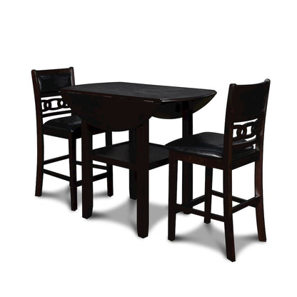 Dark Brown 3 Piece Drop Leaf Table and 2 Chairs, Small Round Dining Table Set