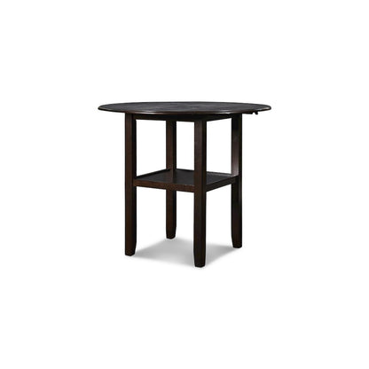 Dark Brown 3 Piece Drop Leaf Table and 2 Chairs, Small Round Dining Table Set