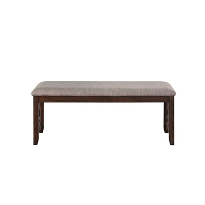 Brown Cherry Solid Wood 46 Inch Upholstered Bench For Dining Room