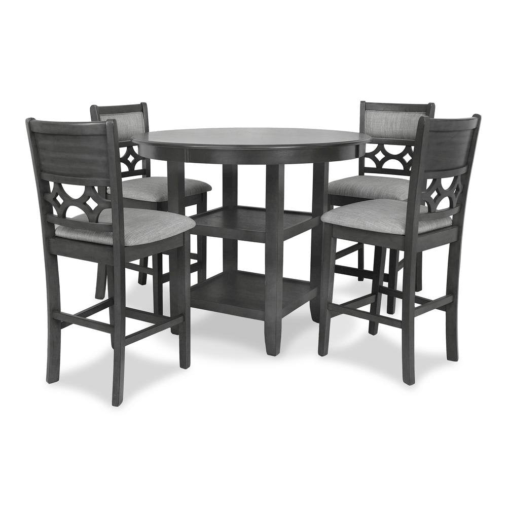 Gray 5 Piece Dining Table Set with Storage, High Top Chairs Design