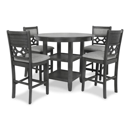 Gray 5 Piece Dining Table Set with Storage, High Top Chairs Design