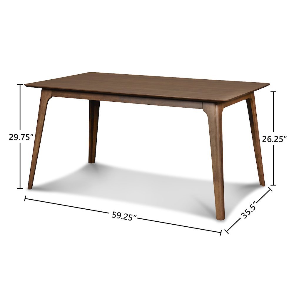 60'' Mid-Century Modern Wood Dining Table, Brown Kitchen & Dining Room Table